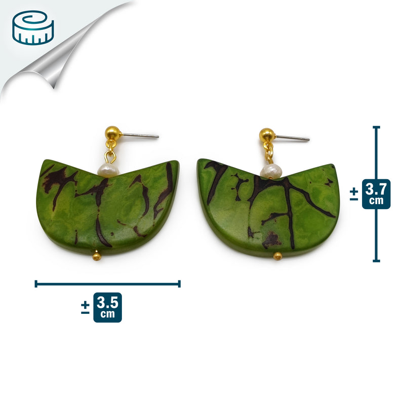 PALMA EARRINGS - Handmade - 24K gold-plated - Tagua (vegetable ivory), cultured pearls