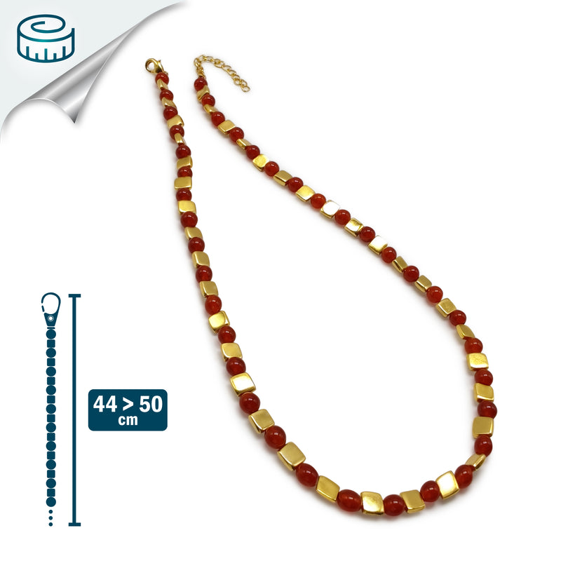 COLAR DORA - Feito à mão - Banhado a ouro de 24 quilates - Ágatas