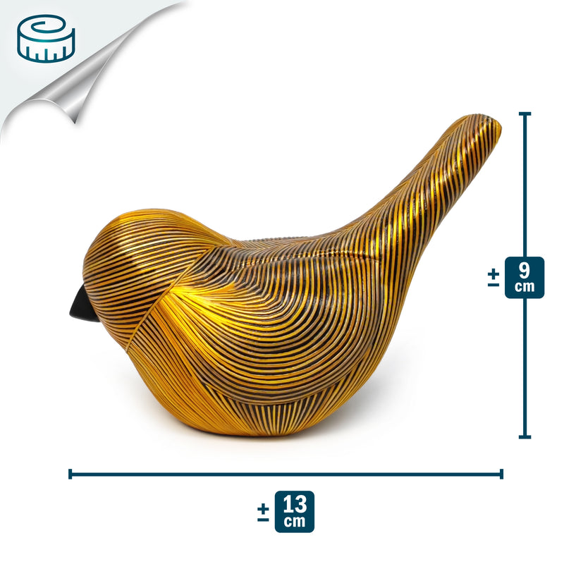 ANDEAN DECORATIVE BIRD - Tamo art - Wood decorated with wheat and barley stalks (straw marquetry)