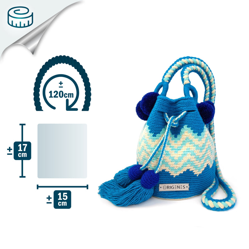 MALA WAYUU PALOMINO - Tamanho MINI - Feita à mão em crochet por mulheres da comunidade indígena Wayuu em La Guajira (Colômbia)