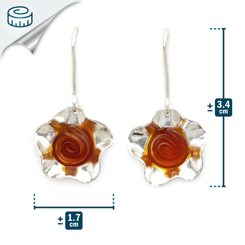 ECOFLOR EARRINGS - Handmade - Sterling silver 925 - Recycled bottle cap plastic liners