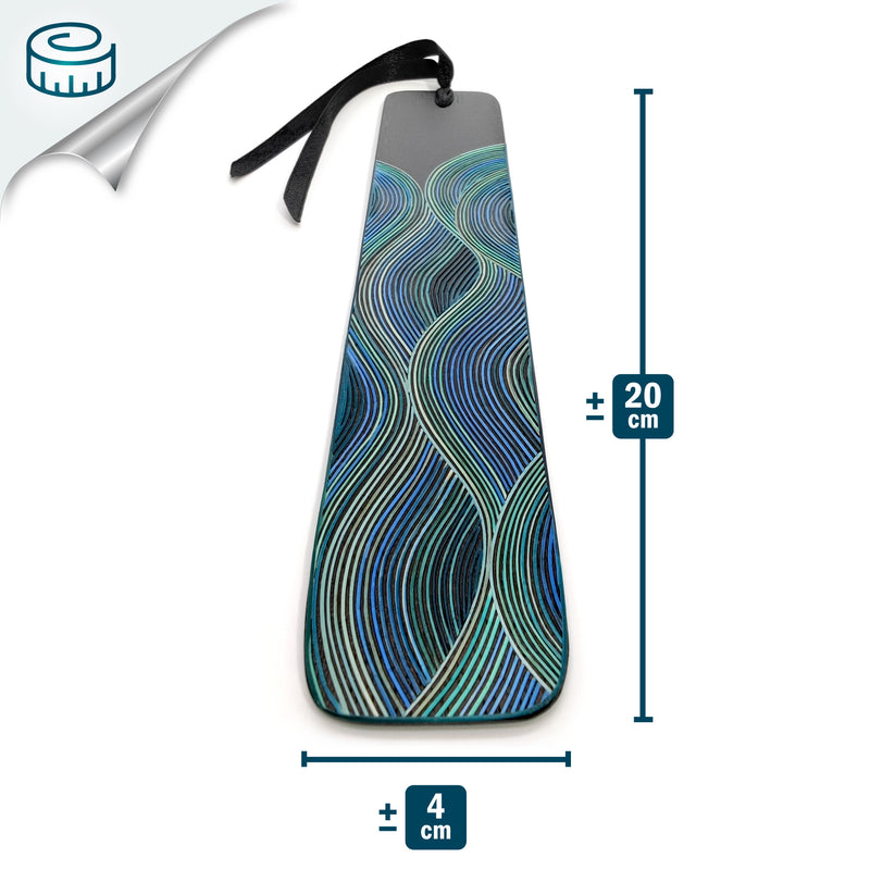 WATER BOOKMARK - THE FOUR ELEMENTS COLLECTION - Tamo art - Dark wood decorated with wheat and barley stalks (straw marquetry)