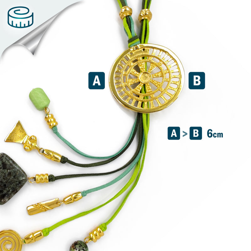 CORDÚLA NECKLACE - Handmade - 24K gold-plated - Leather, semi-precious stones