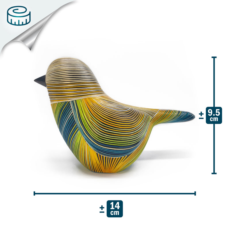 AVE DECORATIVA ANDINA - A arte do tamo - Madeira decorada com palha de trigo e cevada (marchetaria de palha)