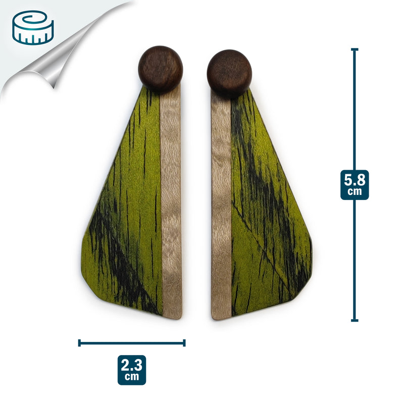 WOODIE TRIO EARRINGS - Handmade - Reversible - Plywood (3 crossed-laid layers of wood veneer)