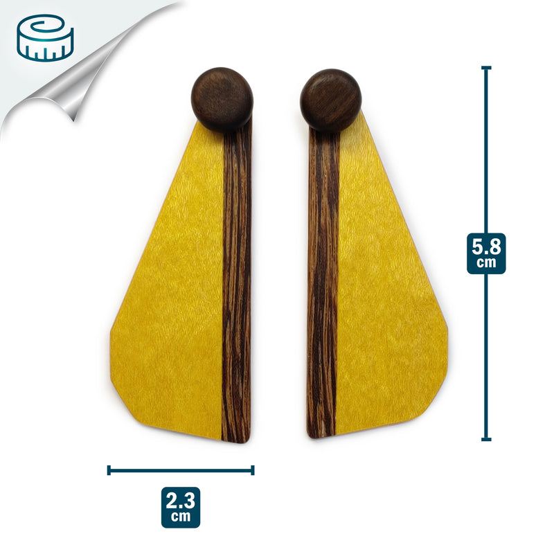WOODIE TRIO EARRINGS - Handmade - Reversible - Plywood (3 crossed-laid layers of wood veneer)