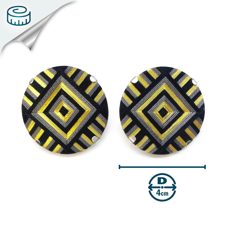 FILUM EARRINGS - Handmade - 925 sterling silver - Woven threads on wood