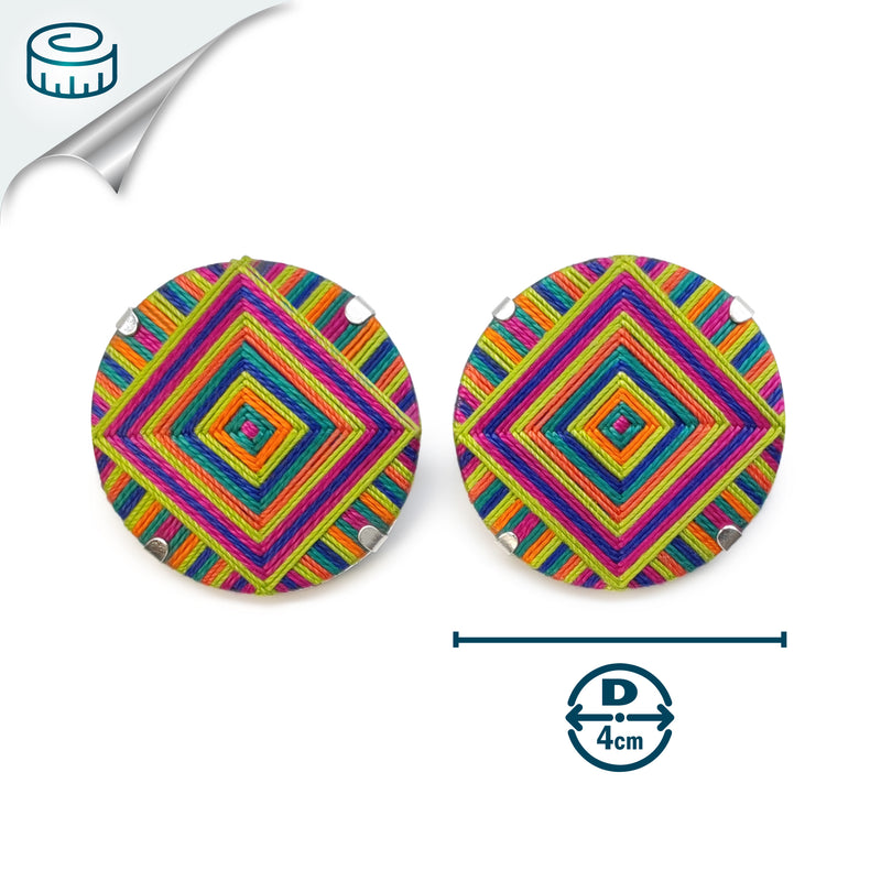 BOUCLES D'OREILLES FILUM - Fabrication artisanale - Argent sterling 925 - Fils tissés sur bois