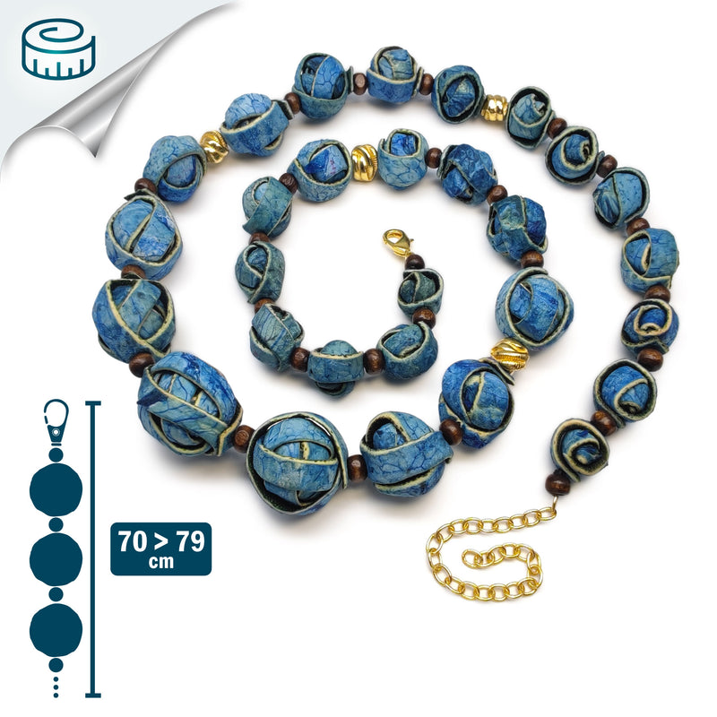 NARANJITA NECKLACE - Handmade - 24K gold-plated - Dyed orange peels, wooden beads