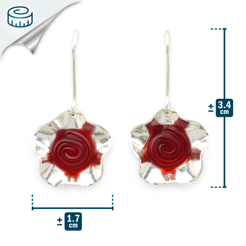 ECOFLOR EARRINGS - Handmade - Sterling silver 925 - Recycled bottle cap plastic liners