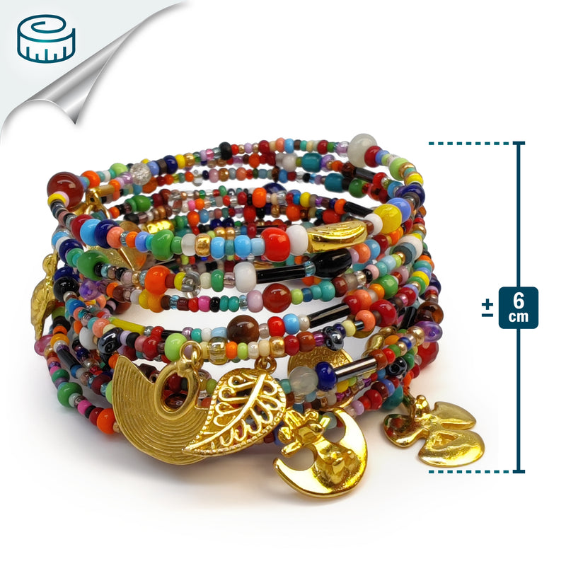 BRACELETE ESPIRAL - Feita à mão - Banhada a ouro de 24 quilates - Contas, pedras semipreciosas