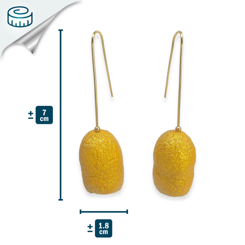 COCOON CLASSIC EARRINGS - Handmade - 24K gold-plated - Silk cocoons
