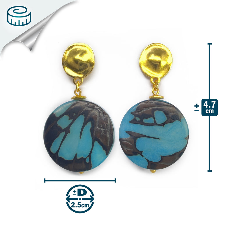 SOLISE EARRINGS - Handmade - 24K gold-plated - Tagua (vegetable ivory)