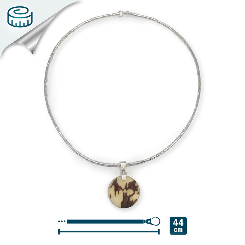 YARA NECKLACE - Handmade - Fine silver 999 & sterling silver 925 - Tagua (vegetable ivory)