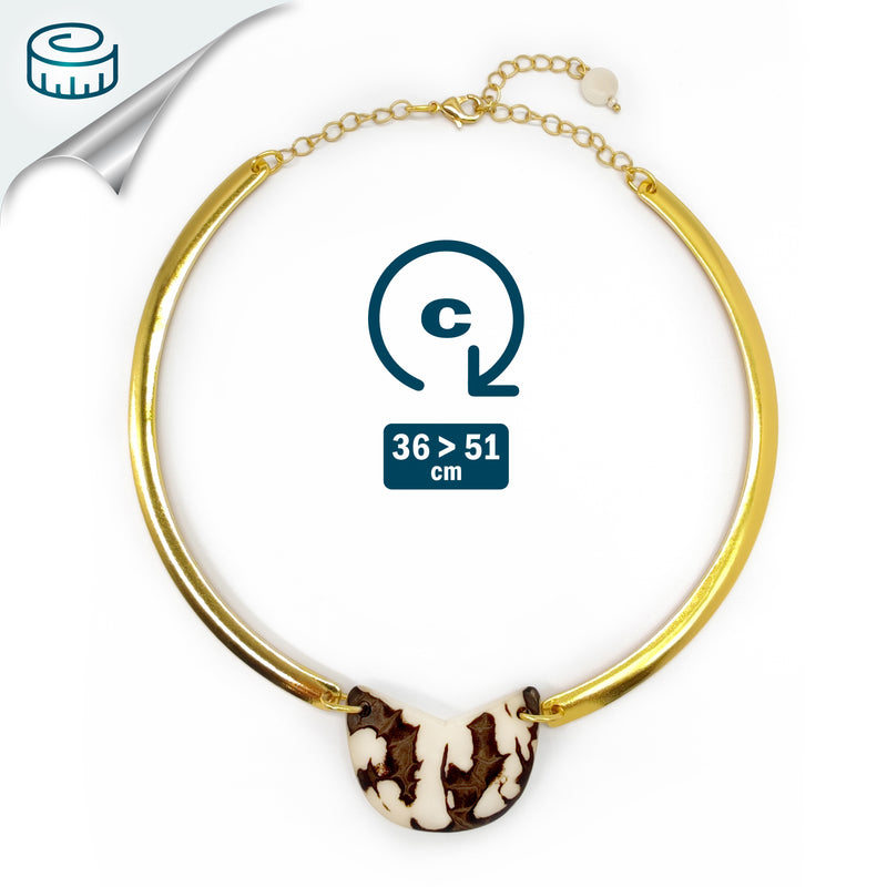 NOZELA NECKLACE - Handmade - 24K gold-plated - Tagua (vegetable ivory)