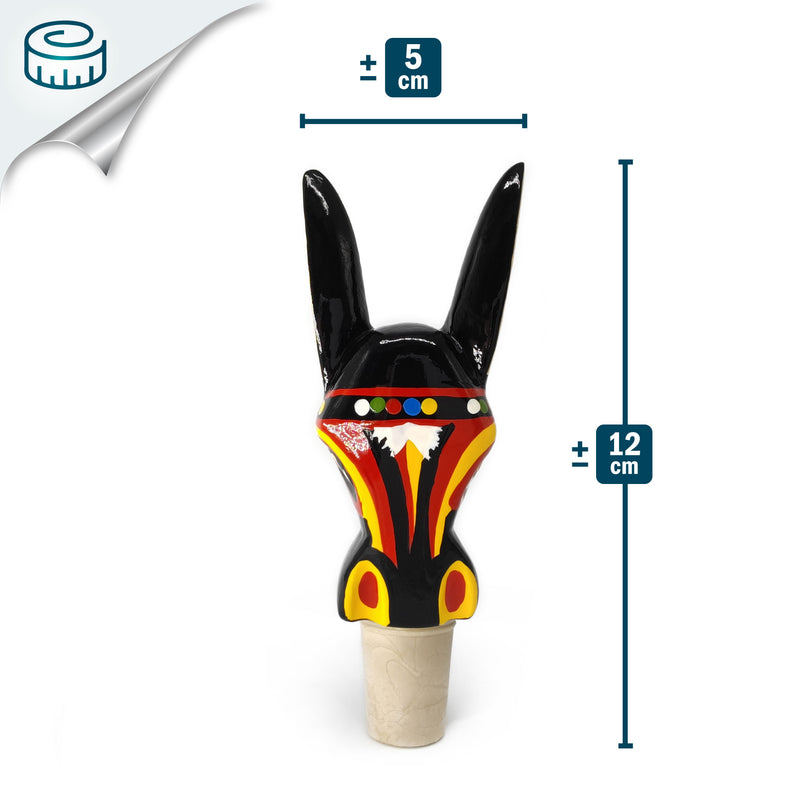 DECORATIVE BOTTLE STOPPER - The carnival donkey - Hand-carved and painted wood