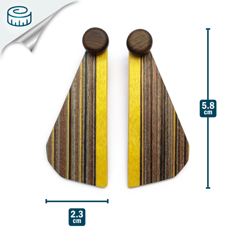 WOODIE TRIO EARRINGS - Handmade - Reversible - Plywood (3 crossed-laid layers of wood veneer)