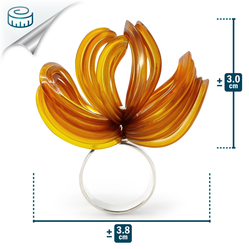 ECOBLOOM RING - Handmade - Adjustable - Sterling silver 925 - Recycled bottle cap plastic liners