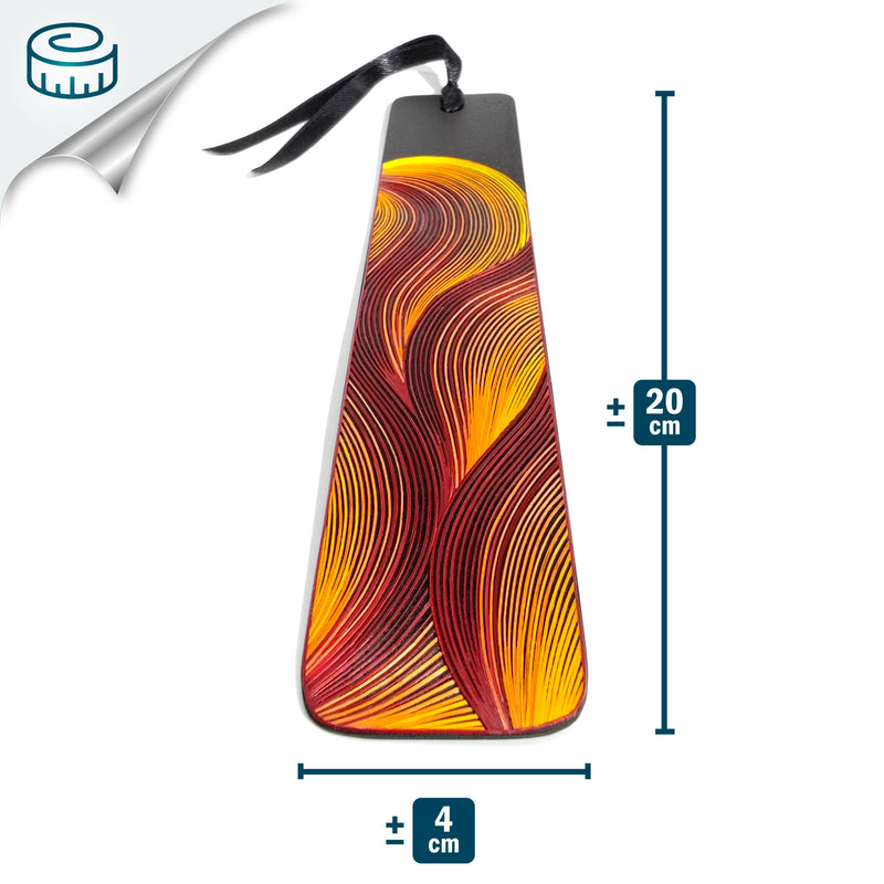 FIRE BOOKMARK - THE FOUR ELEMENTS COLLECTION - Tamo art - Dark wood decorated with wheat and barley stalks (straw marquetry)