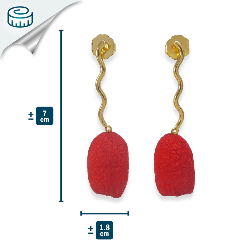 COCOON ECHO EARRINGS - Handmade - 24K gold-plated - Silk cocoons