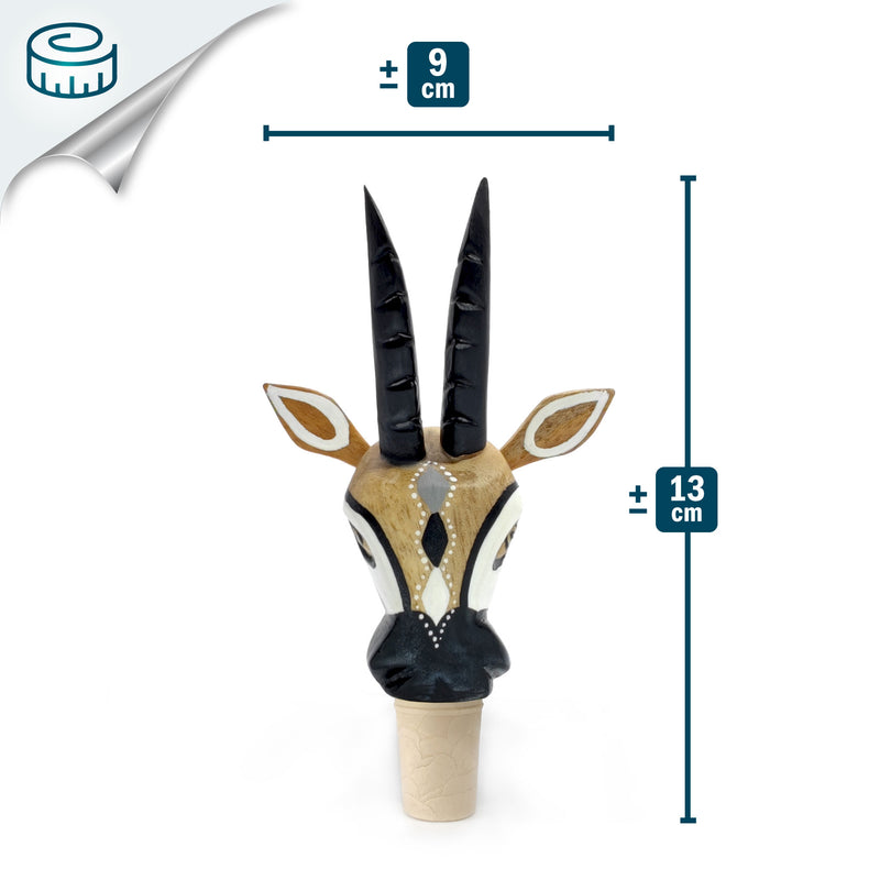 DECORATIVE BOTTLE STOPPER - The carnival goat - Hand-carved and painted wood