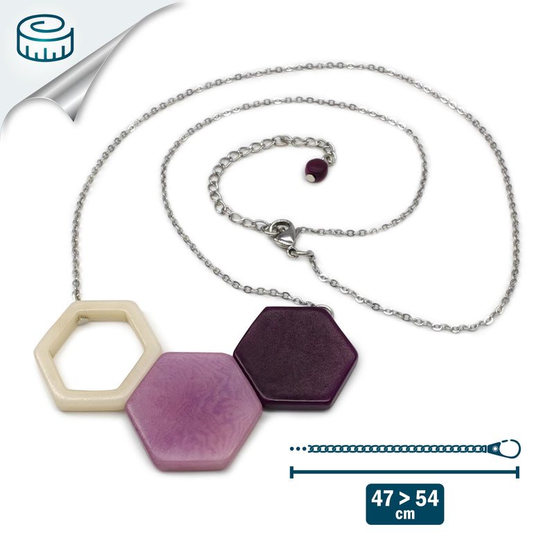 TRIPTYCH NECKLACE - Handmade - Stainless steel - Tagua (vegetable ivory)