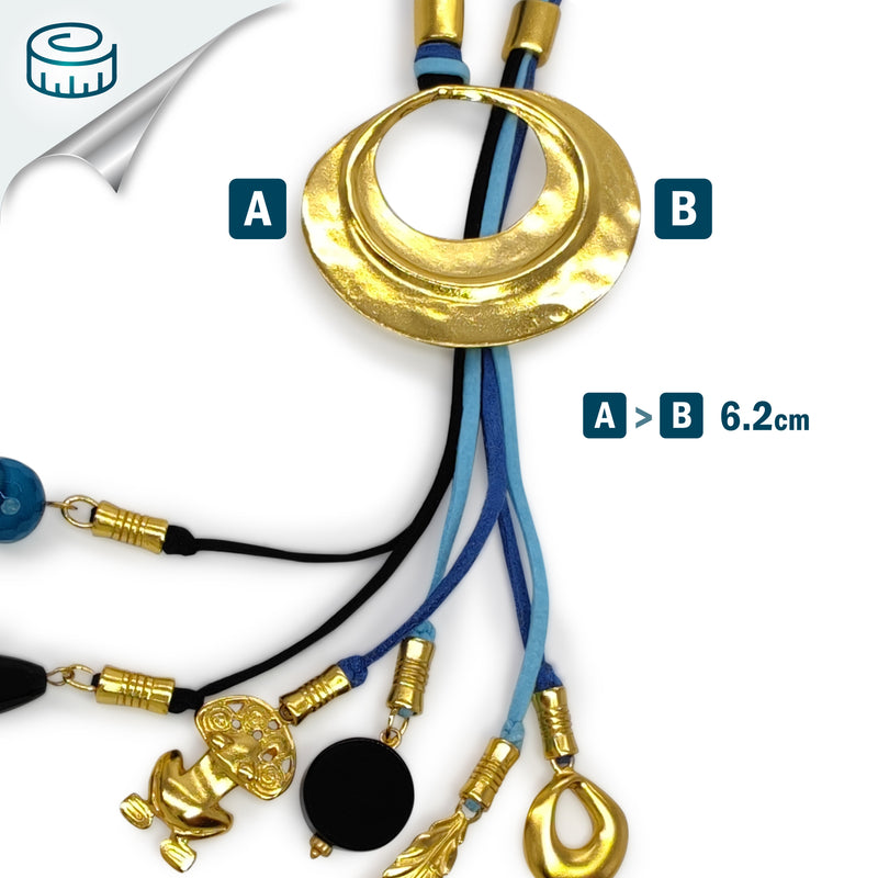 CORDÚLA NECKLACE - Handmade - 24K gold-plated - Leather, semi-precious stones