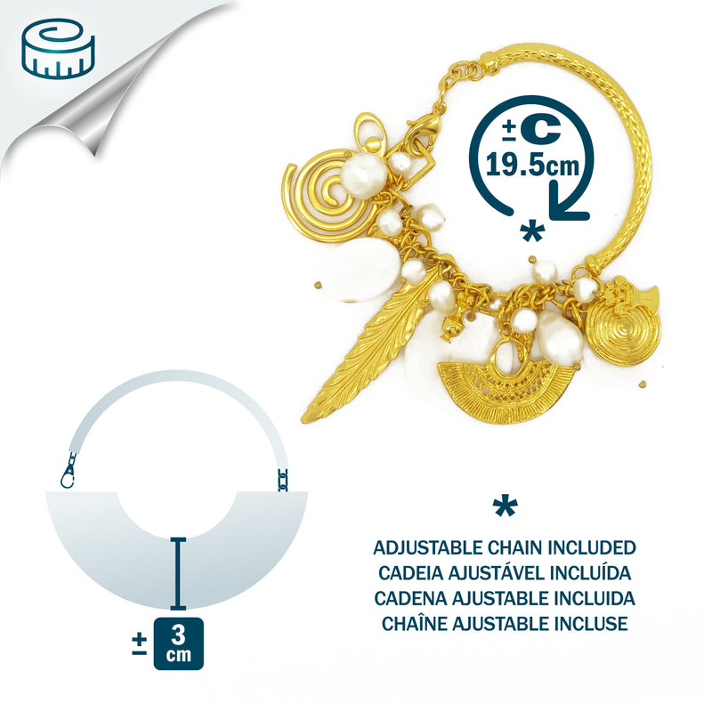 ENCANTO BRACELET - Handmade - 24K gold-plated - Cultured pearls, mother-of-pearl