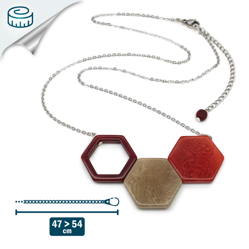 TRIPTYCH NECKLACE - Handmade - Stainless steel - Tagua (vegetable ivory)