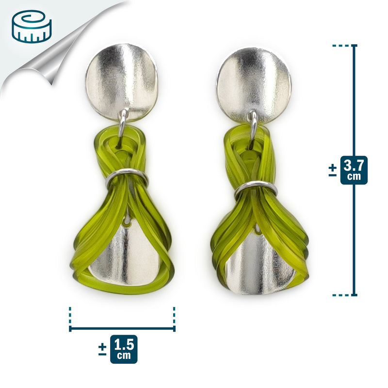 ECOGLOW EARRINGS - Handmade - Sterling silver 925 - Recycled bottle cap plastic liners
