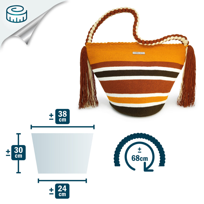 JOYACIA WAYUU BAG - Size MEDIO - Crocheted by hand by women of the Wayuu indigenous community in La Guajira (Colombia)