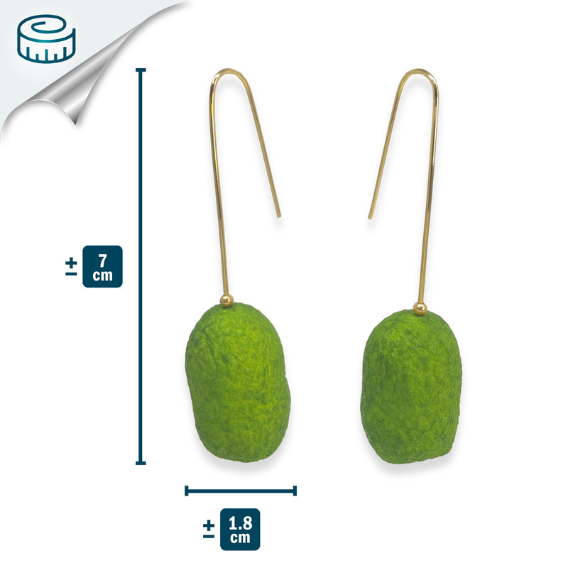 COCOON CLASSIC EARRINGS - Handmade - 24K gold-plated - Silk cocoons