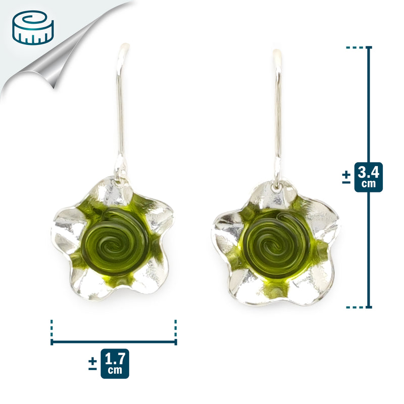 ECOFLOR EARRINGS - Handmade - Sterling silver 925 - Recycled bottle cap plastic liners
