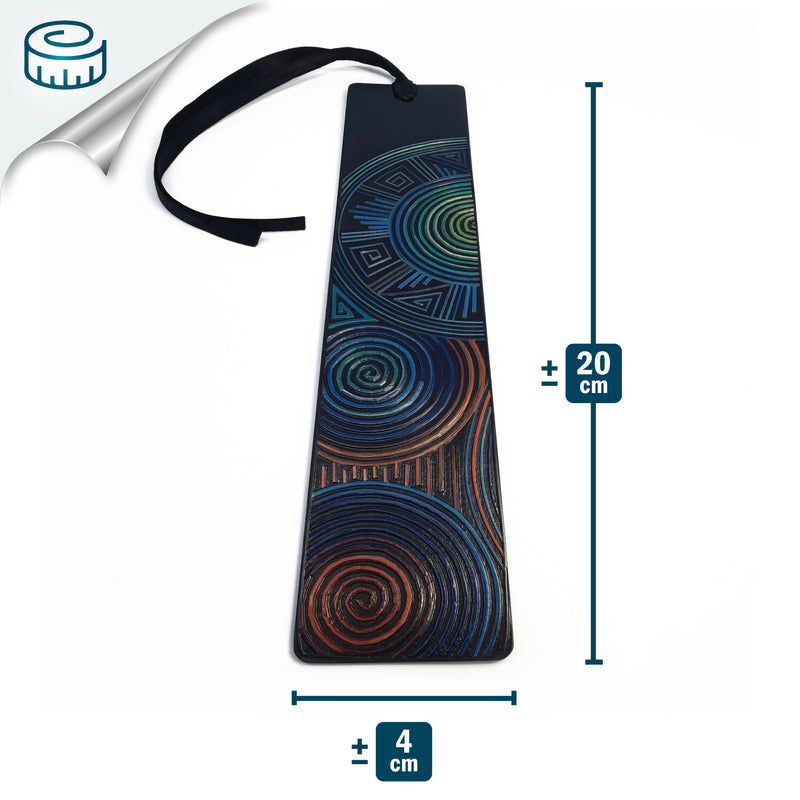 SPIRAL OF LIFE BOOKMARK - Tamo art - Dark wood decorated with wheat and barley stalks (straw marquetry)