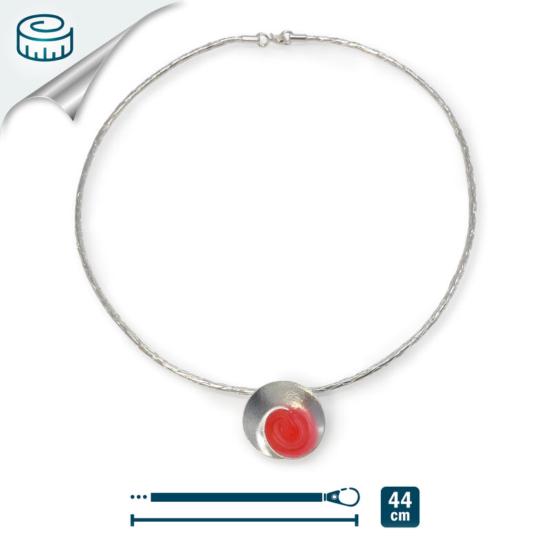 ECOSENS NECKLACE - Handmade - Fine silver 999 & sterling silver 925 - Recycled bottle cap plastic liners