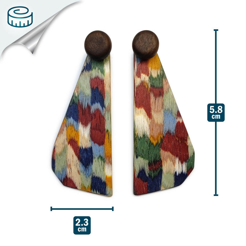 WOODIE TRIO EARRINGS - Handmade - Reversible - Plywood (3 crossed-laid layers of wood veneer)