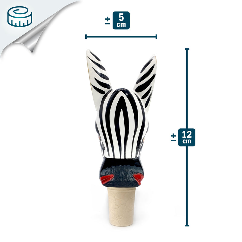 DECORATIVE BOTTLE STOPPER - The carnival zebra - Hand-carved and painted wood