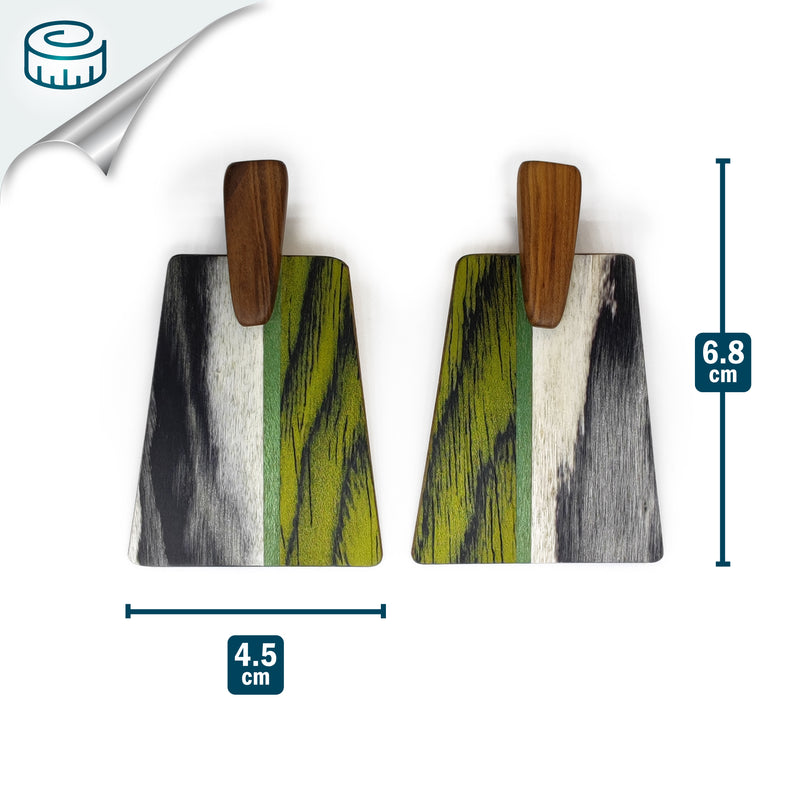 WOODIE TRAPEZE EARRINGS - Handmade - Plywood (3 crossed-laid layers of wood veneer)