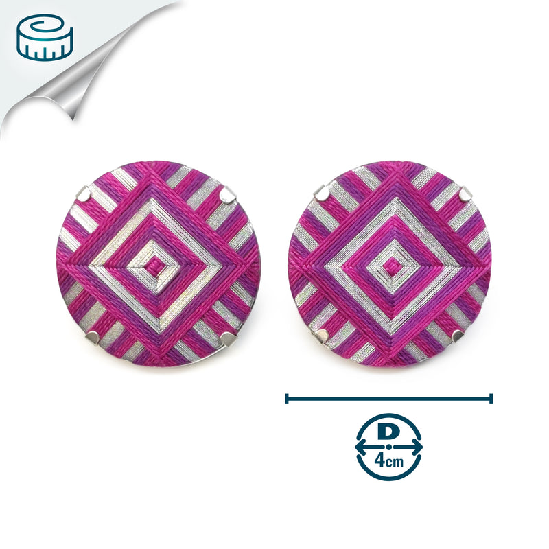 FILUM EARRINGS - Handmade - 925 sterling silver - Woven threads on wood