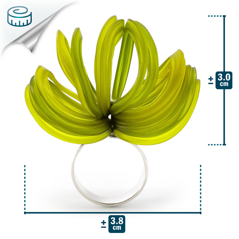 ECOBLOOM RING - Handmade - Adjustable - Sterling silver 925 - Recycled bottle cap plastic liners