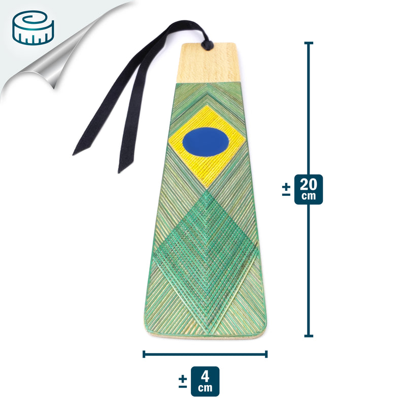 BRAZIL BOOKMARK - NATIONAL TEAMS COLLECTION - Tamo art - Light wood decorated with wheat and barley stalks (straw marquetry)