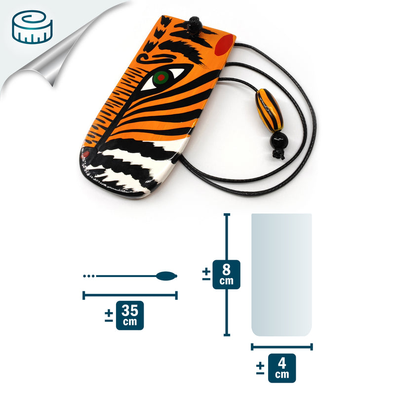 MINI BOOKMARK - The carnival tiger - Hand-carved and painted wood, strong and long-lasting cord