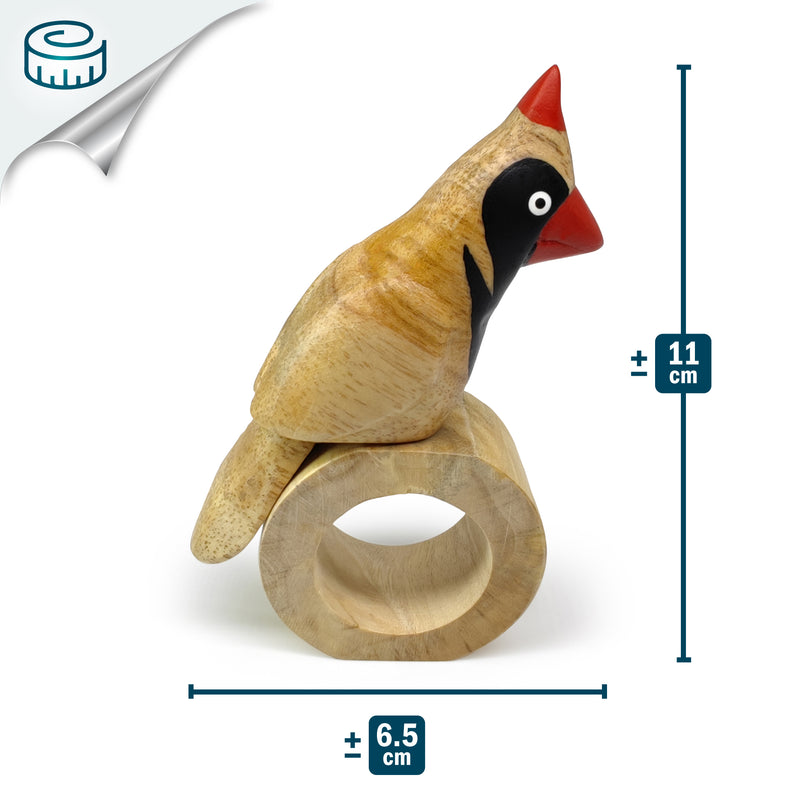 ARGOLA DE GUARDANAPO DECORATIVA - Cardeal - Madeira esculpida e pintada à mão