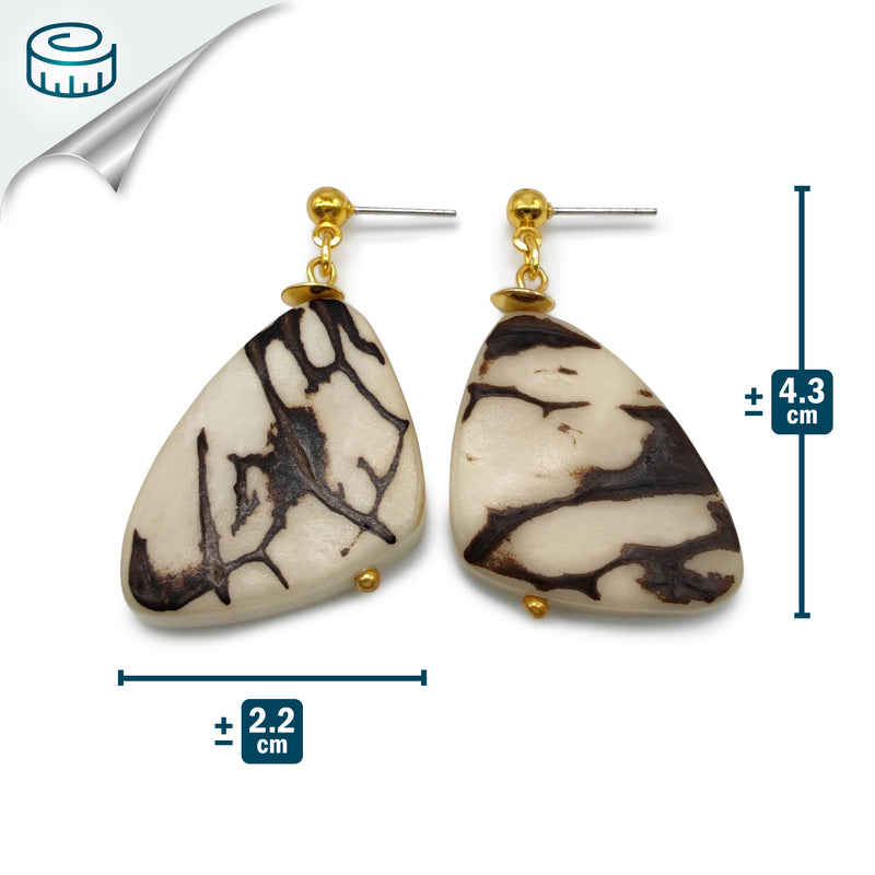 MARIPOSA EARRINGS - Handmade - 24K gold-plated - Tagua (vegetable ivory)