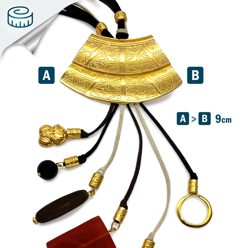 CORDÚLA NECKLACE - Handmade - 24K gold-plated - Leather, semi-precious stones