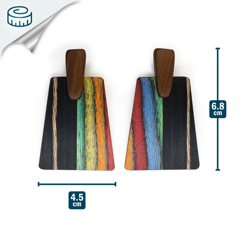 WOODIE TRAPEZE EARRINGS - Handmade - Plywood (3 crossed-laid layers of wood veneer)