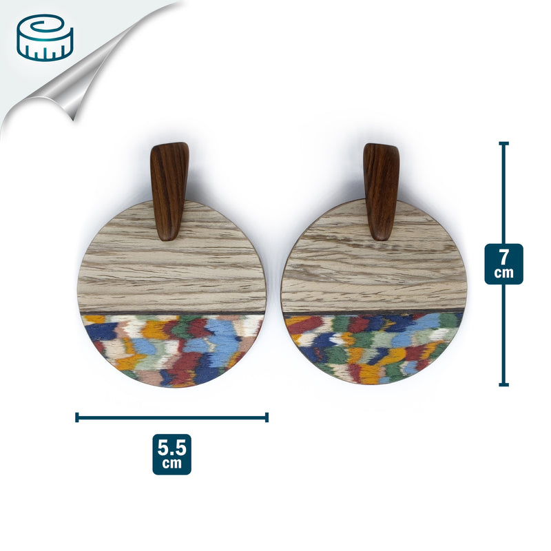WOODIE SOL EARRINGS - Handmade - Plywood (3 crossed-laid layers of wood veneer)