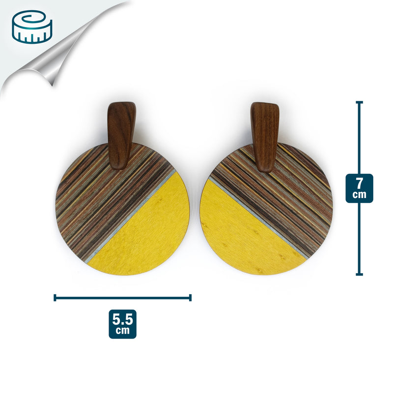 WOODIE SOL EARRINGS - Handmade - Plywood (3 crossed-laid layers of wood veneer)