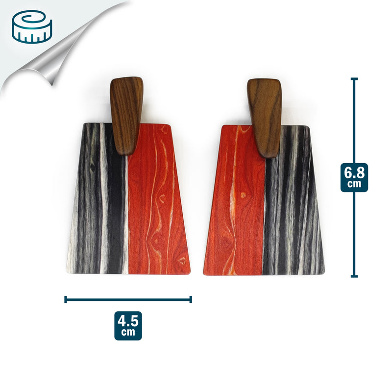 WOODIE TRAPEZE EARRINGS - Handmade - Plywood (3 crossed-laid layers of wood veneer)