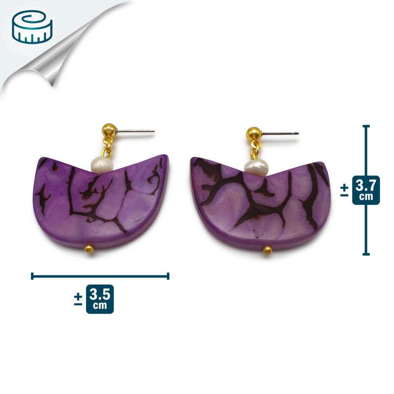 PALMA EARRINGS - Handmade - 24K gold-plated - Tagua (vegetable ivory), cultured pearls